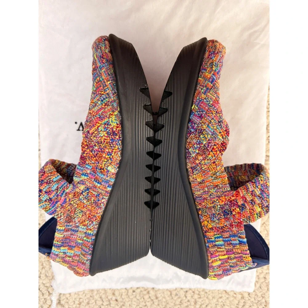 Boho Multicolor Woven Mary Jane Platform Wedge Shoes EU 39 Colorful Eclectic